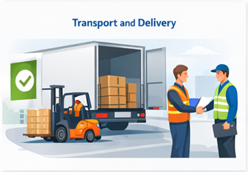 Szállítás lebonyolítása és kézbesítés Rakomány berakodása, szállítása és sikeres kézbesítés visszaigazolása